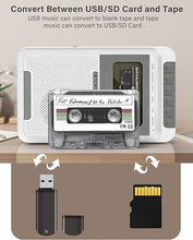 Load image into Gallery viewer, Cassette Player Recorder Converter,Record to Cassettes/USB/SD Card via Mic, Portable Cassette to MP3 Music via U Disk/SD Card or PC, Cassette Tape Player with Headphone Jack,Retractable Handle (White)