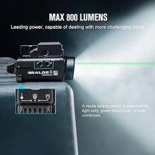 Load image into Gallery viewer, OLIGHT Baldr S 800 Lumens Compact Rail Mount Weaponlight with Green Beam and White LED Combo, Magnetic USB Rechargeable Tactical Flashlight with 1913 or GL Rail, Battery Included (Black)