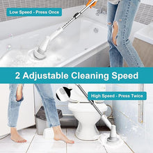 Load image into Gallery viewer, Ultrean Electric Spin Scrubber, Cordless Spin Scrubber with 4 Replaceable Brush Heads Adjustable Extension Handle, 2 Speed Shower Scrubber for Cleaning Bathroom, Tile, Floor, Tub