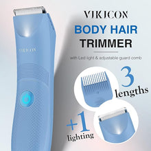 Load image into Gallery viewer, VIKICON Pubic Hair Trimmer for Men, Bikini Trimmer Women, Electric Groin & Body Shaver IPX7 Waterproof Wet/Dry, Body Groomer for Manscaping, Male Razor USB-C Charging, No Nicks, No Cuts, LED Light
