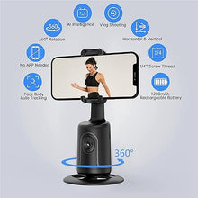 Load image into Gallery viewer, Auto Face Tracking Tripod, 360° Rotation Body Phone Camera Mount Smart Shooting Holder with Remote Selfie Stick, No App, Gesture Control, for Vlog, Tiktok
