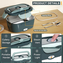 Load image into Gallery viewer, Monteka Electric Lunch Box Food Heater - Leakproof Portable Food Warmer heated lunch box for adults for Car/Home/Truck with 1.5L Removable Stainless Steel Container, 12V/24V/110V