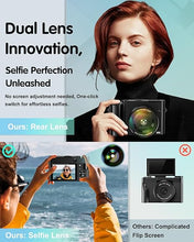 Load image into Gallery viewer, 4K Digital Camera for Photography, 64MP Autofocus Vlogging Camera for YouTube with Selfie Lens, Compact Travel Video Camera with Flash, 16X Zoom, Anti-Shake, 32GB Card, 2 Batteries(Black)