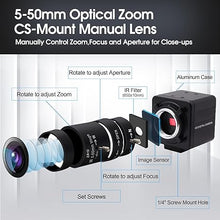 Load image into Gallery viewer, SVPRO 1080P 60fps USB Camera High Speed 260fps@360P,120fps@720P UVC Camera for Golf Swing,Maual Focus Webcam with 5-50mm Varifocal Lens 10X Optical Zoom Video Camera for Computer Laptop