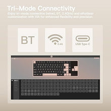 Load image into Gallery viewer, WOBKEY Rainy 75 CNC Aluminum HMX/JWK/Cocoa Switches Triple-Mode Connectivity Mechanical Keyboard with Superior Acoustics, RGB/PP/Mirrored Glass/3500mAh/Violet Switch (Standard - White)