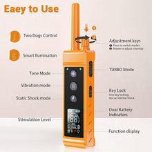 Load image into Gallery viewer, Shock Collar for Dogs - 4265ft Waterproof Training Collar with Flashing Light for Small Medium Large Dogs with Rechargeable Remote, Beep (1-8), Vibration(1-16), Safe Shock(1-99) (Orange)
