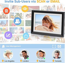 Load image into Gallery viewer, Upgraded 10 Inch WiFi Digital Photo Frame 16GB Smart Electronic Picture Frame with HD IPS Touch Screen | Auto-Rotate | Slideshow | Real-Time APP Upload | Easy Setup | Perfect Christmas Birthday Gift