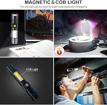 Load image into Gallery viewer, iToncs LED Flashlight Rechargeable, 2000 Lumens Super Bright Magnetic Flashlight with COB Work Light, Waterproof, 4 Modes, Pocket Tactical Flashlights 2 Packs Tactical Flashlights with Bag