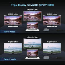 Load image into Gallery viewer, USB C Docking Station Triple Monitor for Full-featured USB C Port Laptop 16-in-1 Laptop Docking Station with 5 USB A, 3 USB C, Dual 4K HDMI, 4K DP, 1000Mbps LAN, SD/TF, 3.5mm Audio/Mic, 65W AC Adapter