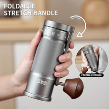 Load image into Gallery viewer, Bincoo Foldable Manual Coffee Grinder with External Adjustable Setting,Coffee Bean Grinder with Portable Storage Bag,Stainless Steel Burr Grinder Suitable for Home, Office and Travel for Use(Gray)