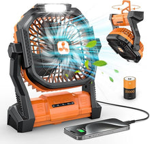 Load image into Gallery viewer, Portable Fan Rechargeable, Cordless Battery Powered Fan with LED Lantern, Small Table Fan, USB Battery Operated Fans for Travel Bedroom Home Camping Tent Office Beach Desk Picnic Barbecue Fishing