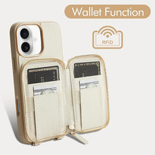 Load image into Gallery viewer, ZVE for iPhone 16 Case Wallet, RFID Blocking Leather Case with Card Holder, Crossbody Wrist Strap Phone Case for Women for iPhone 16 6.1" Beige
