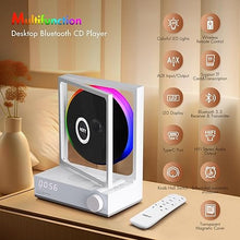 Load image into Gallery viewer, Bluetooth Desktop CD Player with Speakers and RGB Color Lights, HOTT Home Bluetooth CD Players with Hi-Fi Stereo Sound,Remote Control,Supports CD/Bluetooth/TF Card/Transcription/Timer/Optical Output