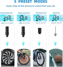 Load image into Gallery viewer, ROCKBROS Electric Bike Pump, 150 Psi Tire Inflator Portable Air Compressor, 2600mAh Rechargeable Air Pump with Digital Pressure Gauge Auto-Stop, Tire Pump for Bicycle Motorcycle Car and Ball