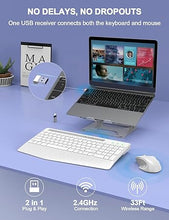 Load image into Gallery viewer, Wireless Keyboard and Mouse Combo, Ergonomic Keyboard with Wrist Rest, Phone Holder, Sleep Mode, 2.4G Lag-Free Rechargeable Compact Silent Cordless Keyboard Mouse for Windows, Mac, Laptop, PC (White)