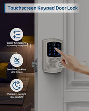 Load image into Gallery viewer, Keyless Entry Door Lock, Keypad Door Lock with Handle, Electronic Door Lock, Touchscreen, Auto-Locking, Anti-peep Password, Easy to Install for Front Door, Home, Office, Satin Nickel