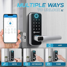 Load image into Gallery viewer, Smart Door Lock, OLUMAT Keyless Entry Door Lock Fingerprint Door Lock with Keypad Digital Door Lock with Handle for Home, Rental, Garage, Office and Hotel
