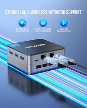Load image into Gallery viewer, GMKtec Desktop Mini PC Intel N100 Windows 11 Pro 12GB DDR5 256GB SSD Dual LAN, Mini Computer 4K Triple Display, WiFi6, BT5.2, Energy Efficient