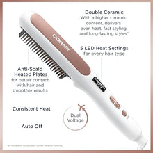 Load image into Gallery viewer, Conair Double Ceramic Straightening Brush, Heated Hair Straightening Brush for Smooth Shiny Hair, V-Shaped Heat Bristles for Closer Contact with Hair