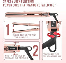 Load image into Gallery viewer, K&K 1 3/4 inch Flat Iron Hair Straightener with Electroplate Titanium Adjustable Temp High Heat 450 Degrees 30s Instant Heats up Tourmaline Ionic with PTC Technology Auto Shut Off?Pink