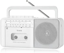 Load image into Gallery viewer, Rechargeable Cassette Tape Player Boombox with Bluetooth, Portable AM FM SW Radio Cassette Recorder, 8W Speaker and Earphone Jack,Support USB/TF Card, D Batteries or AC Plug in Power