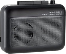 Load image into Gallery viewer, Portable Cassette Player Recorder with Bluetooth Transmitter, Walkman Cassette Tape Player with Headphone Jack, Build-in Speaker, Microphone Jack, Powered by AC Adapter or AA Battery- Black
