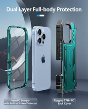 Load image into Gallery viewer, FNTCASE for iPhone 16 Pro Case: Military Grade Drop Proof Protection Mobile Cover with Kickstand | Matte Textured Rugged Shockproof TPU | Protective Sturdy Phone Case - 6.3 inch Green