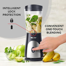 Load image into Gallery viewer, Mueller Heavy-Duty Smootie Blender, Personal Blender for Shakes and Smoothies with a 15 Oz Travel Cup and Lid, Juices, Baby Food, Portable Blender & Food Processor, Light Grey