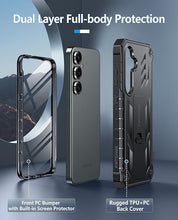 Load image into Gallery viewer, FNTCASE for Samsung Galaxy S25 Case: for Galaxy S24 Case Military Grade DropProof Protection Cover with Kickstand | Matte Textured Rugged Shockproof TPU | Protective Sturdy Phone Case - 6.2 inch Black