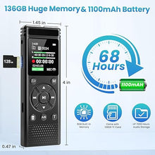 Load image into Gallery viewer, 136GB Digital Voice Recorder with Playback,9000 Hours Audio Recording Device,Voice Activated Recorder with Noise Reduction,A-B Repeat,Mp3 Player and Password for Lectures Meeting/Classes/Interviews