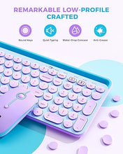 Load image into Gallery viewer, seenda Bluetooth Keyboard and Mouse for iPad, Multi-Device Bluetooth + 2.4G Wireless Keyboard Mouse with Tablet Holder for MacBook/Windows Computer, iOS/Andriod Tablet Phone, Blue & Purple