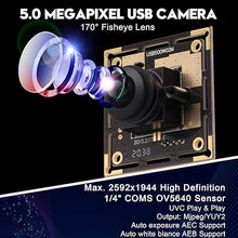 Load image into Gallery viewer, SVPRO 170 Degree Wide Angle 5 Megapixel Fisheye Lens USB Webcam Camera Module for Portable Video System
