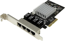 Load image into Gallery viewer, StarTech.com 4 Port PCIe Network Card - RJ45 Port - Intel i350 Chipset - Ethernet Server / Desktop Network Card – Dual Gigabit NIC Card (ST4000SPEXI),Black
