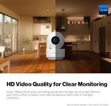 Load image into Gallery viewer, YoLink Uno Wireless Home Security Camera Indoor, 2.4GHz WiFi Camera for Baby and Pet Monitor, 1080p Dog Camera with Phone App, Night Vision B/W, 2-Way Audio, SD Card Storage, 360°