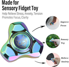 Load image into Gallery viewer, FREELOVE Metal Fidget Spinner, Stainless Steel Heavy, Long Spinning Toys, Cool Silent, Small Mini Fox Figette Spiner for Adults Men Anxiety, Quiet Bearing, Rainbow