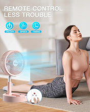 Load image into Gallery viewer, AICase Stand Fan,Folding Portable Telescopic Floor/USB Desk Fan with 10800mAh Rechargeable Battery,4 Speeds Super Quiet Adjustable Height and Head Great for Office Home Outdoor Camping-pink