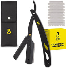Load image into Gallery viewer, The Beard Club Straight Razor for Men - Navajas Para Barbero - Barber Straight Edge Razor Kit - Premium Single Derby Blade Cutthroat Razor With 10 Replaceable Stainless Steel Blades & Leather Case