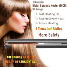 Load image into Gallery viewer, NITION Ceramic Tourmaline Flat Irons for Hair LCD Hair Straightener MCH Fast Straightening for Healthy Styling. 6 Temperature Levels 265-450°F Adjustable for All Hair. Travel Pouch Bag Included. Black