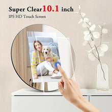 Load image into Gallery viewer, ThankVip Digital Picture Frame 10.1 Inch WiFi Digital Photo Frame, IPS HD Display Touch Screen,32GB Storage, Wall Mountable, Auto-Rotate, Share Photos and Video via Uhale App, Silver Mirrored