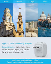 Load image into Gallery viewer, Italy Travel Plug Adapter, VINTAR US to Italy Power Adapter with 2 American Outlets, 3 USB and 1 USB C Ports, 6 in 1 Type L Plug Adapter for USA to Italy Uruguay Chile