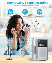 Load image into Gallery viewer, Portable Cassette Player Recorder AM FM Radio, Compact Personal Walkman Cassette Tape Player/Recorder with Built in Speaker and Stereo Earphone Jack