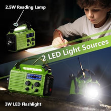 Load image into Gallery viewer, Mesqool Emergency Radio 5 Way Powered, 5000 Survival Radio Solar Hand Crank Portable NOAA/AM/FM/SW Weather Radio Battery Backup, Wind up Radio with Cell Phone Charger, Flashlight, SOS