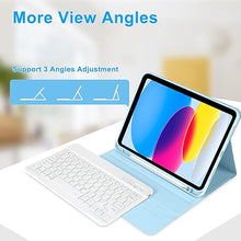 Load image into Gallery viewer, TQQ for iPad 10th Generation Case with Keyboard (10.9", 2022),iPad Keyboard Case for 10.9" 10th Gen, Detachable - Pencil Holder - Flip Stand Cover - Keyboard Case for iPad 10th Gen 10.9 inch 2022 Blue