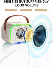 Load image into Gallery viewer, Karaoke Machine for Kids and Adults, Mini Portable Bluetooth Speaker with 2 Wireless Microphones, Led Lights for TV, Kids Gifts for Girls Boys Family Party Birthday (Beige)