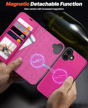 Load image into Gallery viewer, OCASE for iPhone 16 Plus Case Detachable Wallet Case with Card Holder, 2 in 1 Pu Leather Flip Folio with RFID Blocking Stand Wrist Strap Shockproof Phone Cover 6.7 Inch 2024, Rose