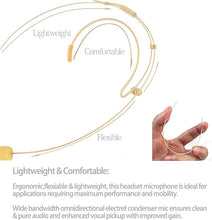 Load image into Gallery viewer, Microphone Headset Discreet Headworn Earset Over Ear Hanging Mic Compatible with Shure Wireless System Bodypack Transmitter, Ideal for Lectures, Live Performance, Theater, Podcasts – Beige