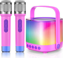 Load image into Gallery viewer, Karaoke Machine for Kids Adults Portable Bluetooth 5.3 Speaker with 2 Wireless Microphones, Five LED Disco Lights Modes, Five Funny Sound Modes, for Girls Boys Home Party-Pink