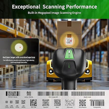 Load image into Gallery viewer, NETUM 2D QR Industrial Bluetooth Barcode Scanner with Charging Dock, Upgraded Wireless 2D/1D Bar Code Reader, 2600mAh Battery, Drop Dust WaterProof, Hands-Free for Windows, Mac, Android, iOS (NT-1950)