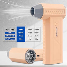 Load image into Gallery viewer, VOTTAN Air Blower 120000 RPM, 3 Gears Adjustable 65mph Replace Air Can Mini Air Turbo Fan for Man Gift, 4000mAh Reusable Compressed Air Duster for PC Keyboard Car Garden Cleanning