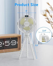 Load image into Gallery viewer, SWEETFULL Portable Stroller Fan with LED Display 4000mAh Battery Powered Mini Clip Fan, 4-Speed Rechargeable Small Personal Fan Handheld Desk Cooling Fan for Car Seat Crib Treadmill Travel(White)